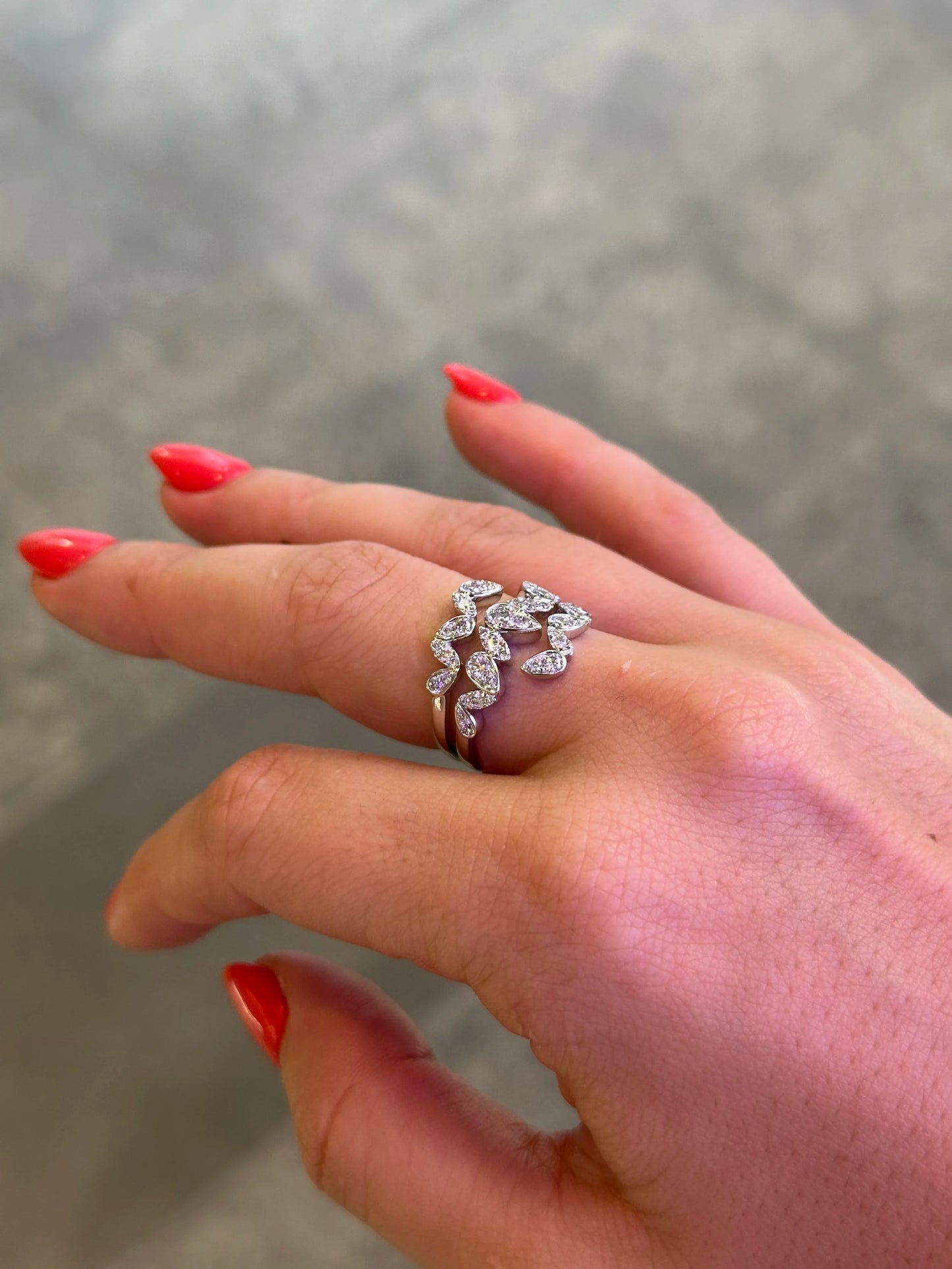 Ladies Pear and Marquise Shaped Cluster Diamond Ring