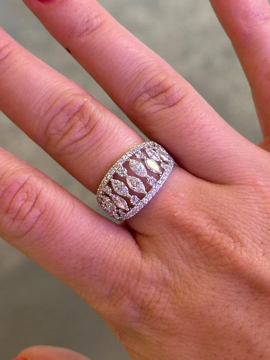 Ladies Wide Graduated Marquise Diamond Ring