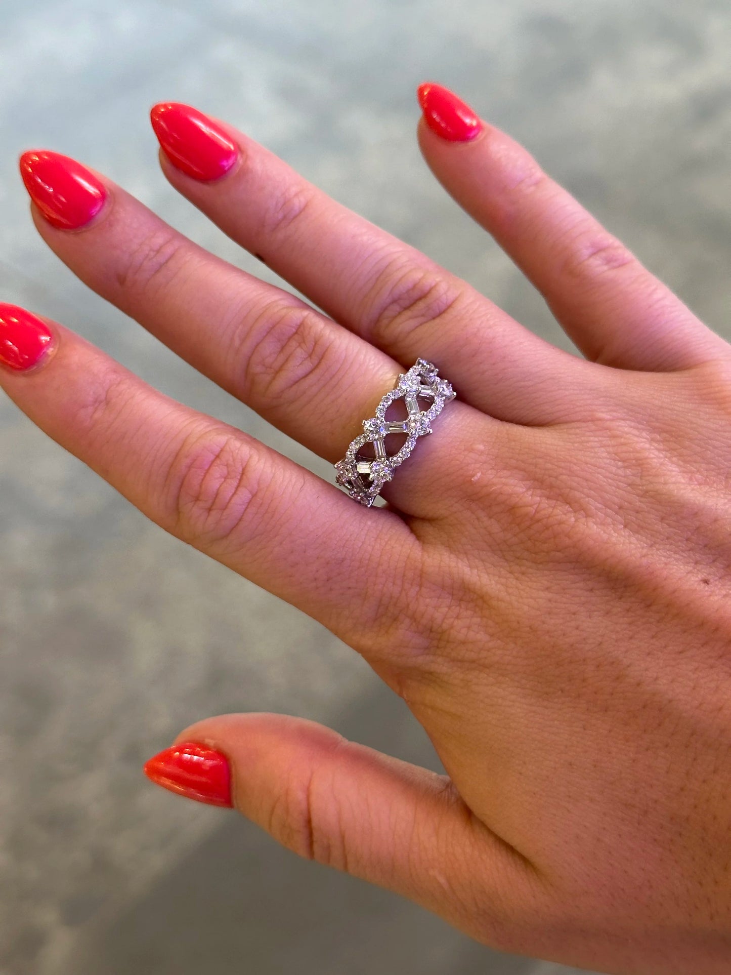 Ladies Baguette and Round Diamond Band