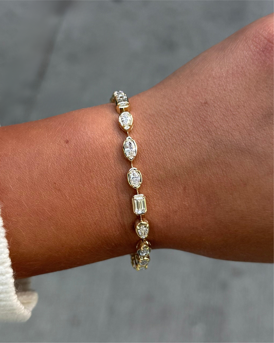 Ladies Lab Grown Bezel Set Multi-Shaped Bracelet
