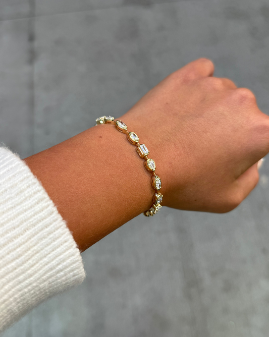 Ladies Lab Grown Bezel Set Multi-Shaped Bracelet