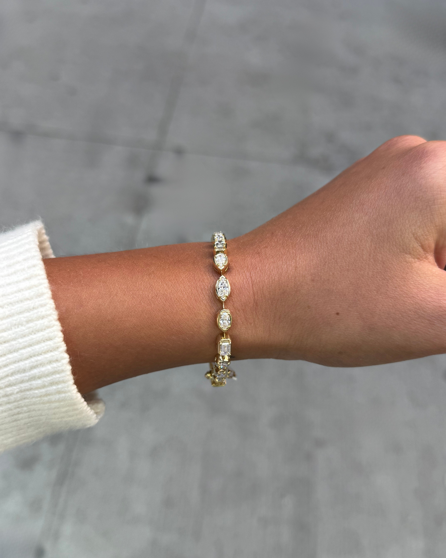 Ladies Lab Grown Bezel Set Multi-Shaped Bracelet