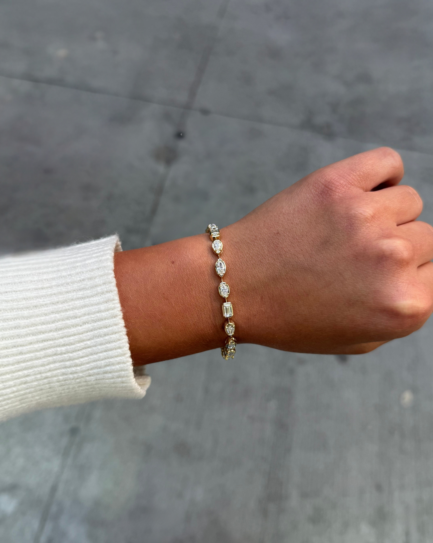 Ladies Lab Grown Bezel Set Multi-Shaped Bracelet