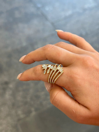 Ladies Multi-Row Baguette and Round Diamond Ring