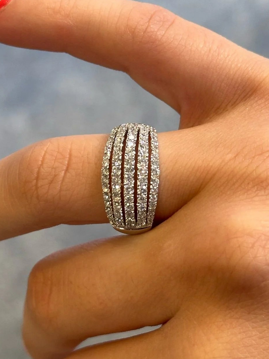 Ladies Five Row Round Diamond Ring