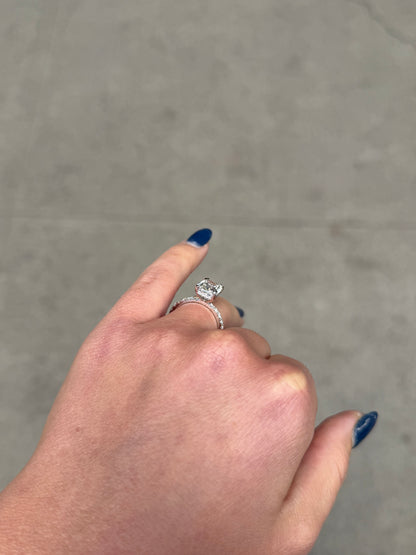 Ladies Lab Grown Radiant Center Under Halo Engagement Ring