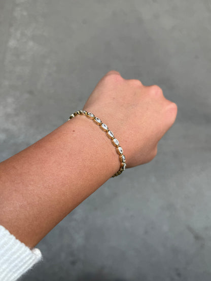 Ladies Lab Grown Bezel Set Oval Bracelet