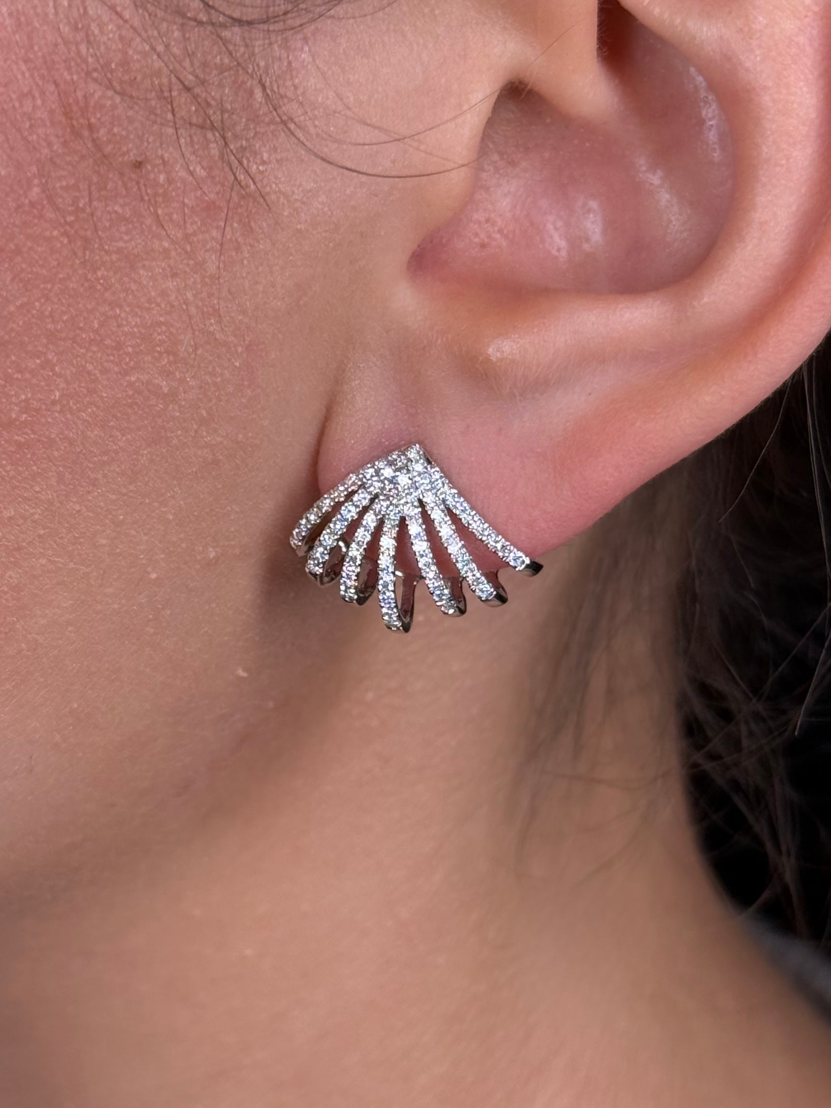 Ladies 7 Row Diamond Huggie