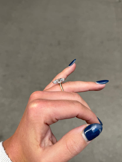 Ladies Lab Grown Marquise Under Halo Engagement Ring