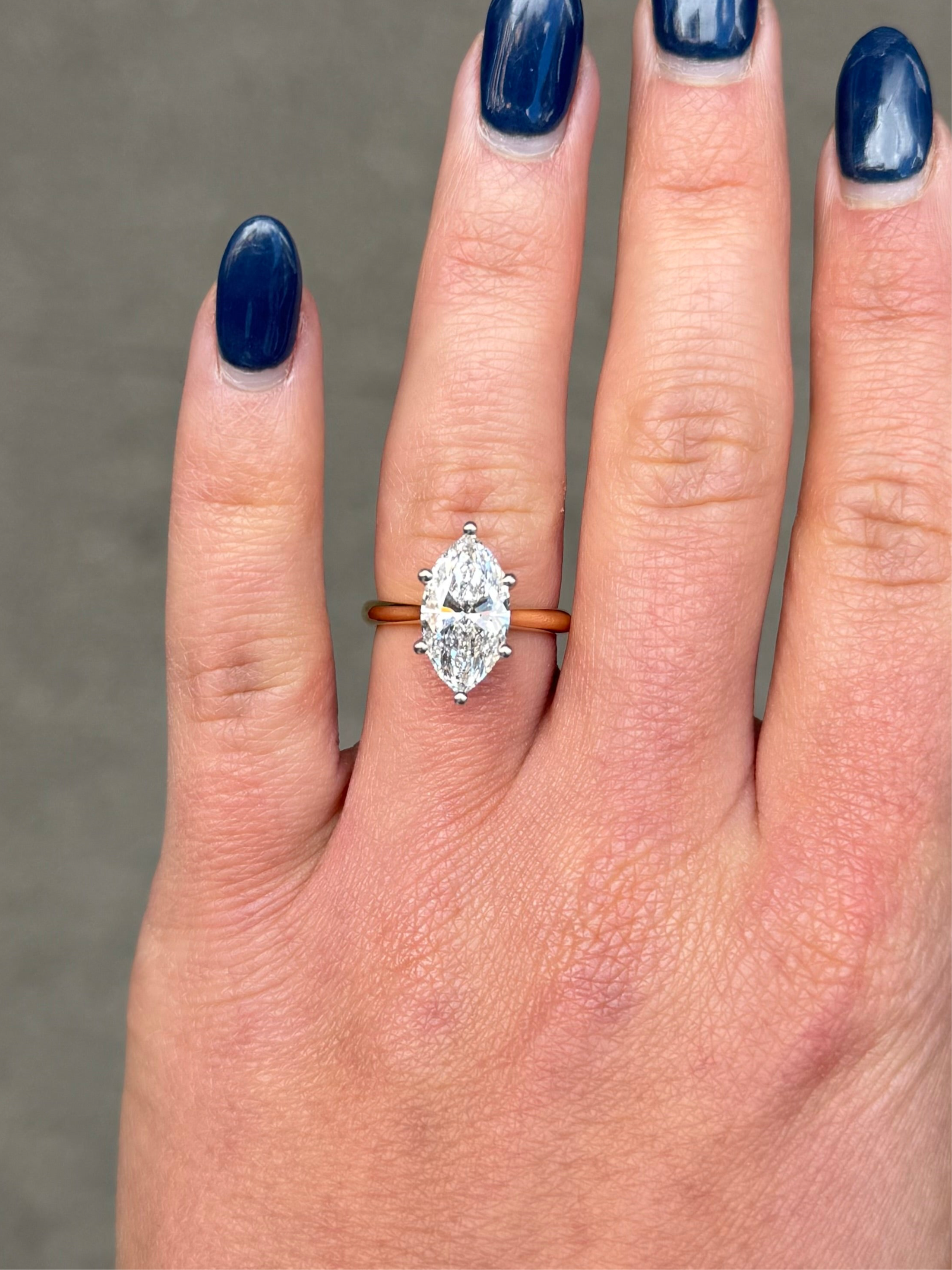 Ladies Lab Grown Marquise Under Halo Engagement Ring