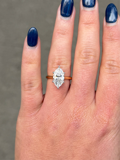 Ladies Lab Grown Marquise Under Halo Engagement Ring