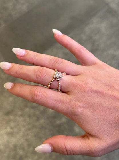 Ladies Flower Open Design Round Diamond Ring