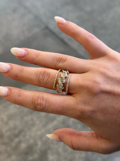 Ladies Split Baguette and Round Cut Diamond Ring