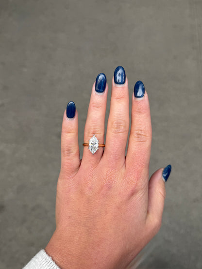 Ladies Lab Grown Marquise Under Halo Engagement Ring