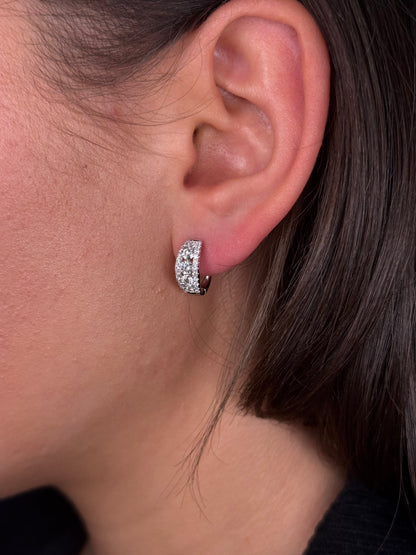 Ladies Big and Small Round Diamond Huggie