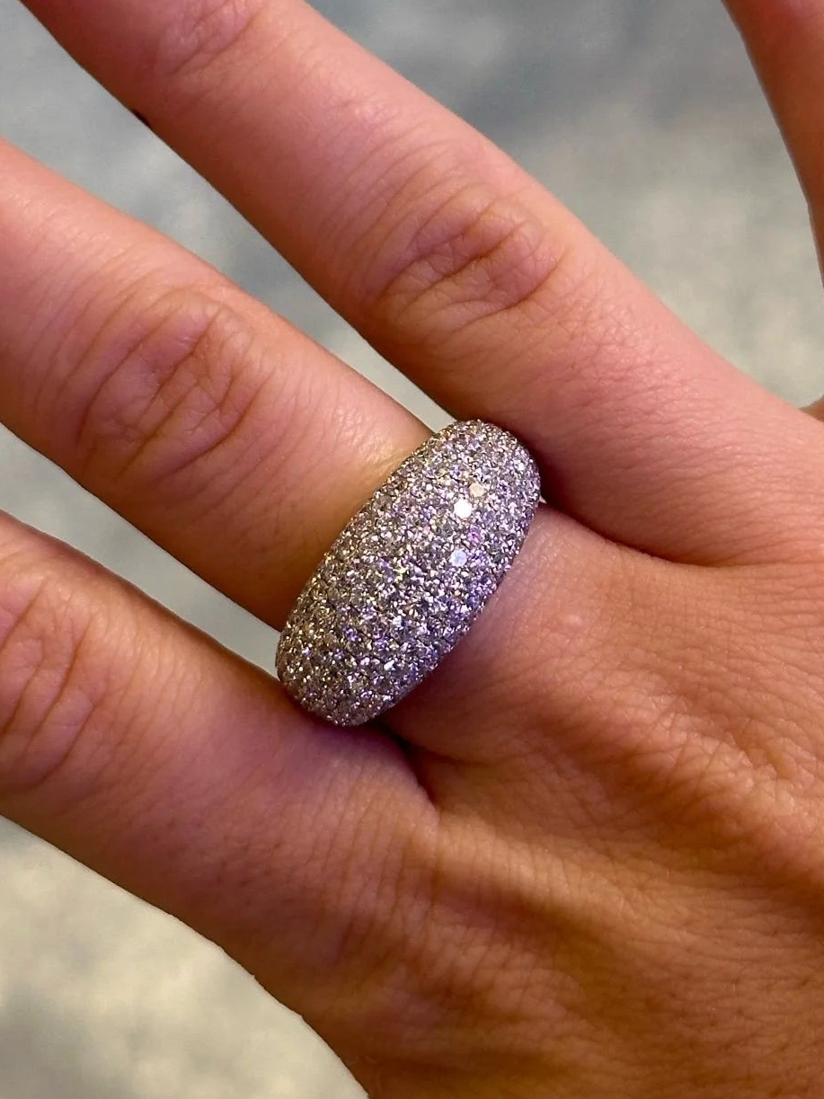 Ladies Dome Shaped Pave Set Cocktail Ring