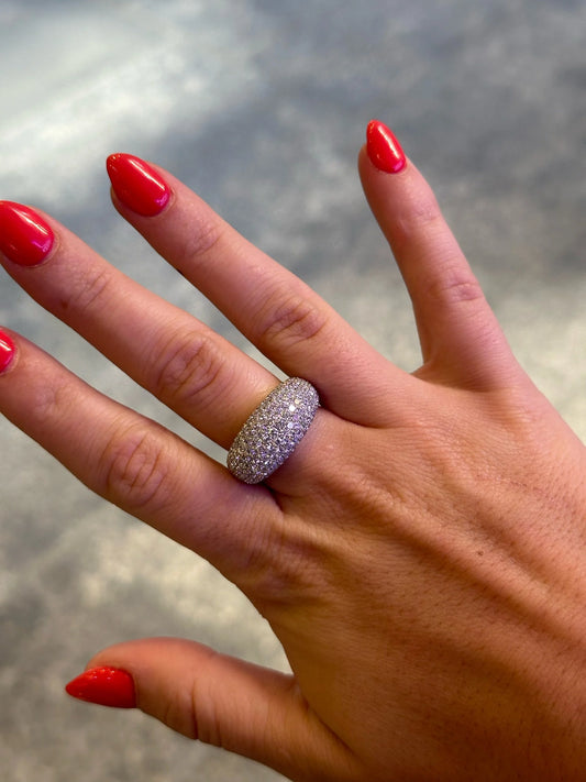 Ladies Dome Shaped Pave Set Cocktail Ring