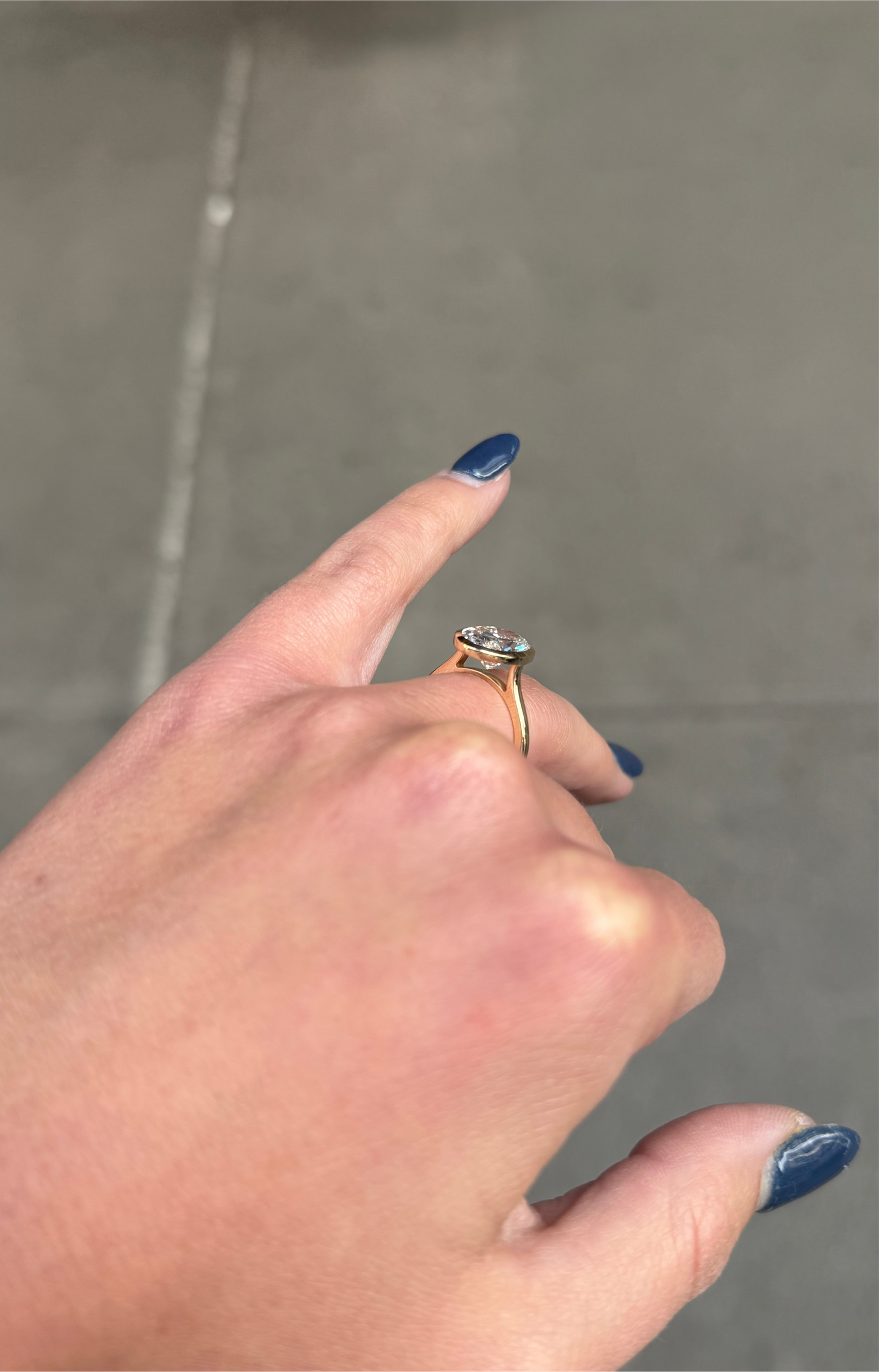 Ladies Lab Grown Oval Bezel Set Engagement Ring