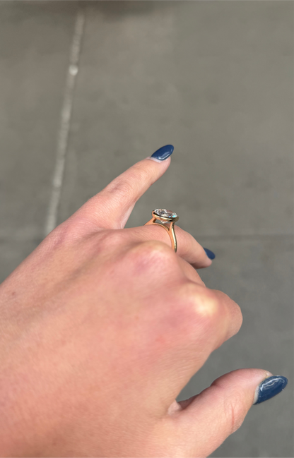 Ladies Lab Grown Oval Bezel Set Engagement Ring