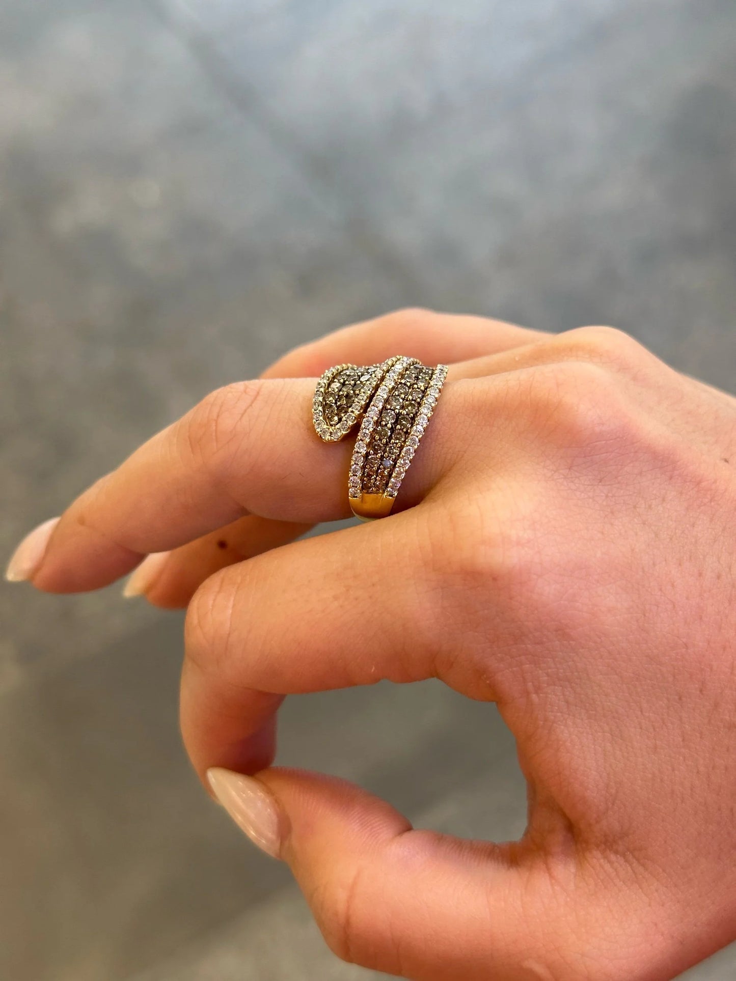 Ladies Fancy Pave Set Champagne Diamond Ring
