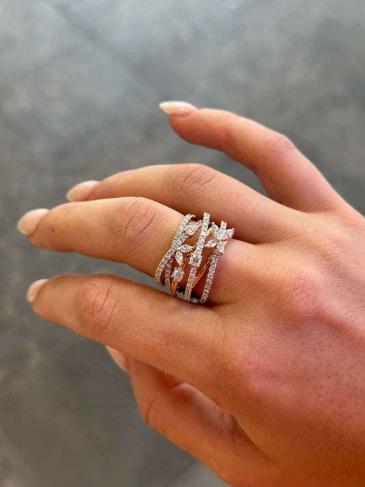 Ladies Multi-Row Intertwined Fancy Ring