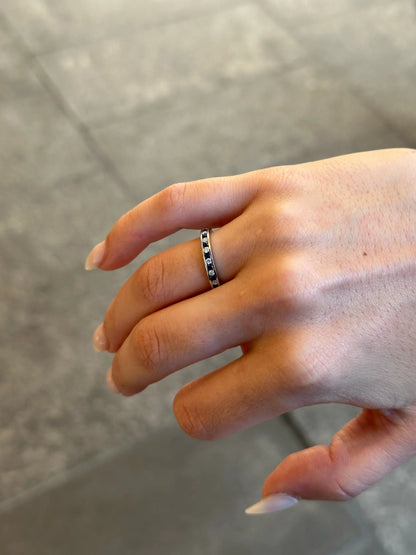 Ladies Channel Set Alternating Sapphire Stone and Round Diamond Eternity Band