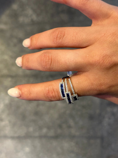 Ladies Triple Shank Sapphire and Round Diamond Fancy Ring