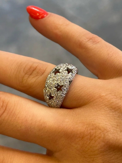 Ladies Center Pave Cut Out Star Round Diamond Ring
