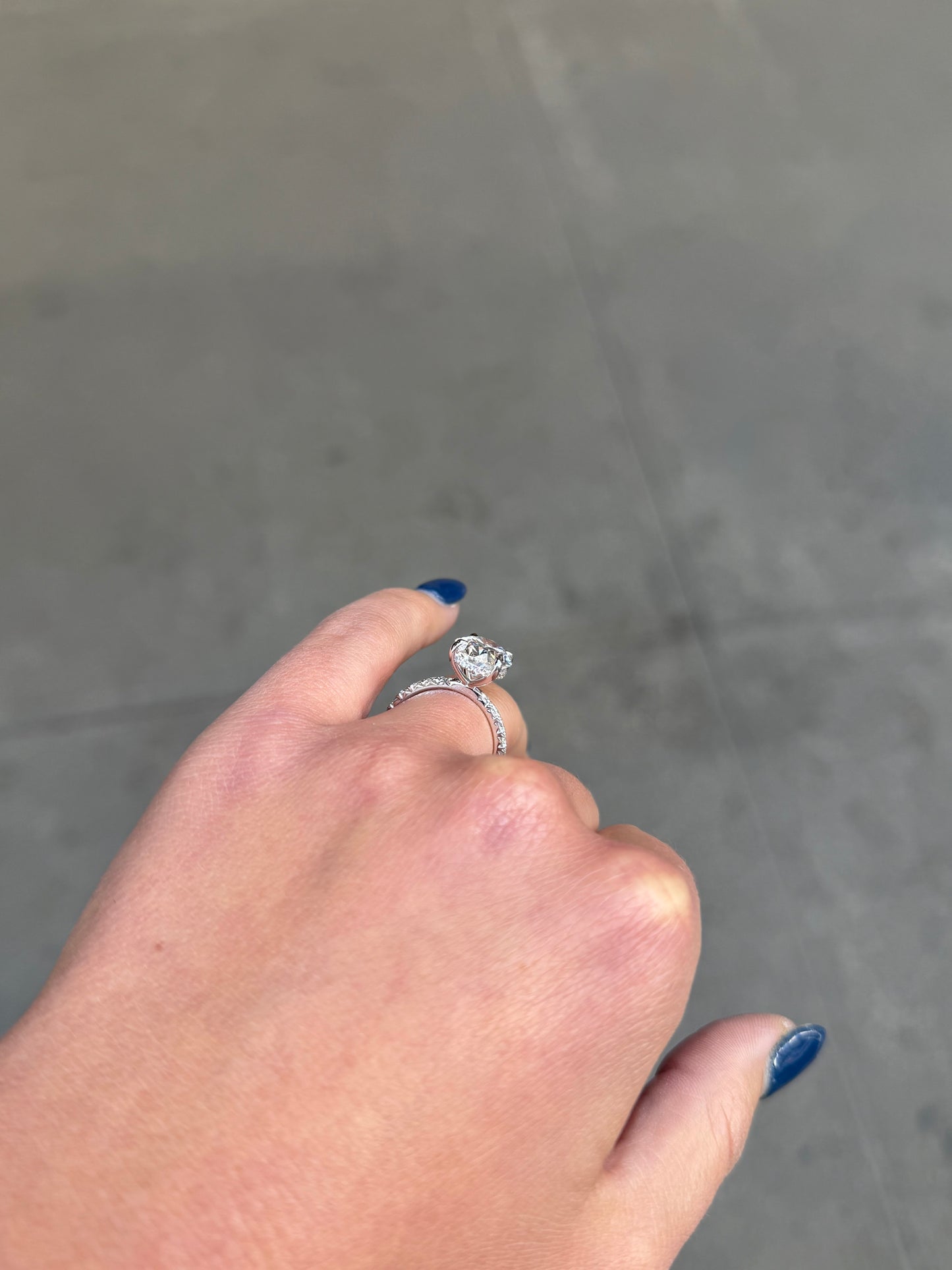 Ladies Lab Grown Oval Center Under Halo Engagement Ring