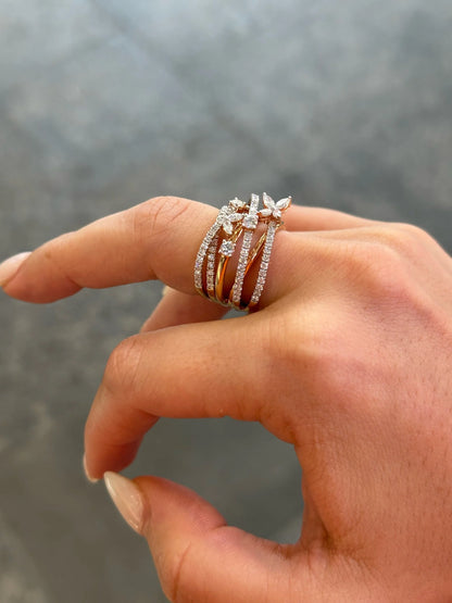 Ladies Multi-Row Intertwined Fancy Ring