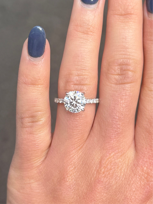 Ladies Lab Grown Round Center Under Halo Engagement Ring
