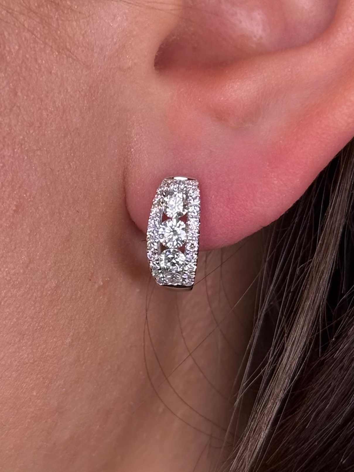 Ladies Big and Small Round Diamond Huggie