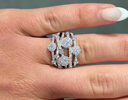 Ladies Multi-Row Diamond Cluster Ring