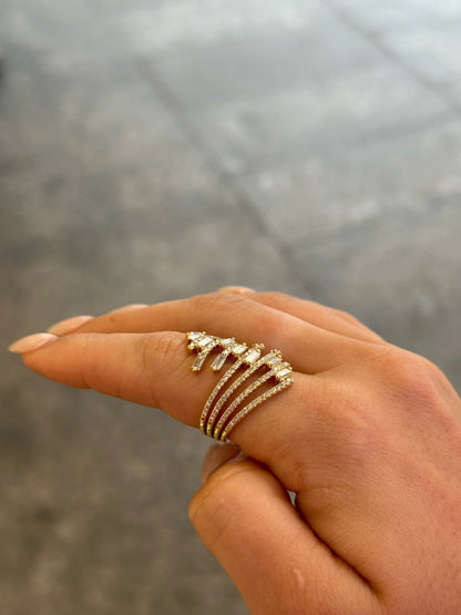 Ladies Multi-Row Baguette and Round Diamond Ring