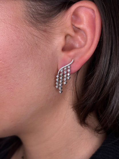 Ladies Round Diamond Dangling Climber Earring