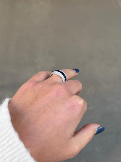 Ladies Wide Fancy Sapphire and Diamond Cocktail Ring