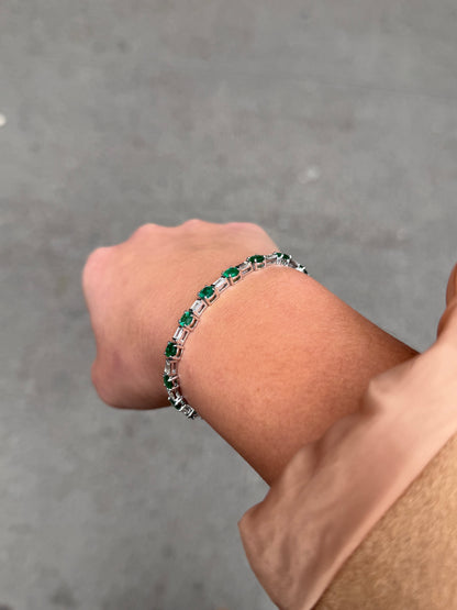 Ladies Alternating Emerald and Baguette Diamond Bracelet