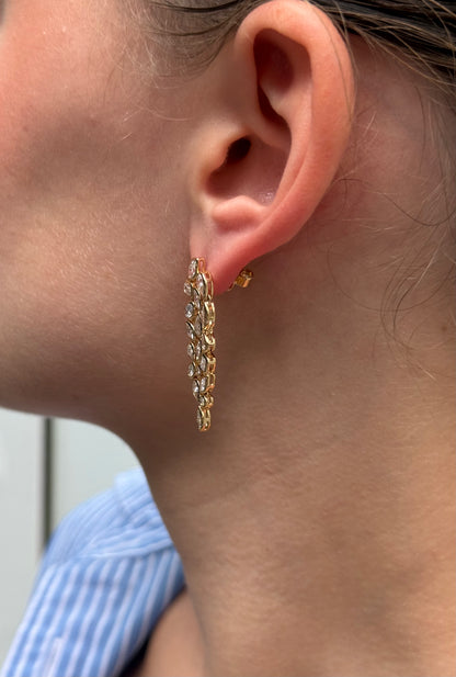 Ladies Leaf like Bezel Set Dangling Earring