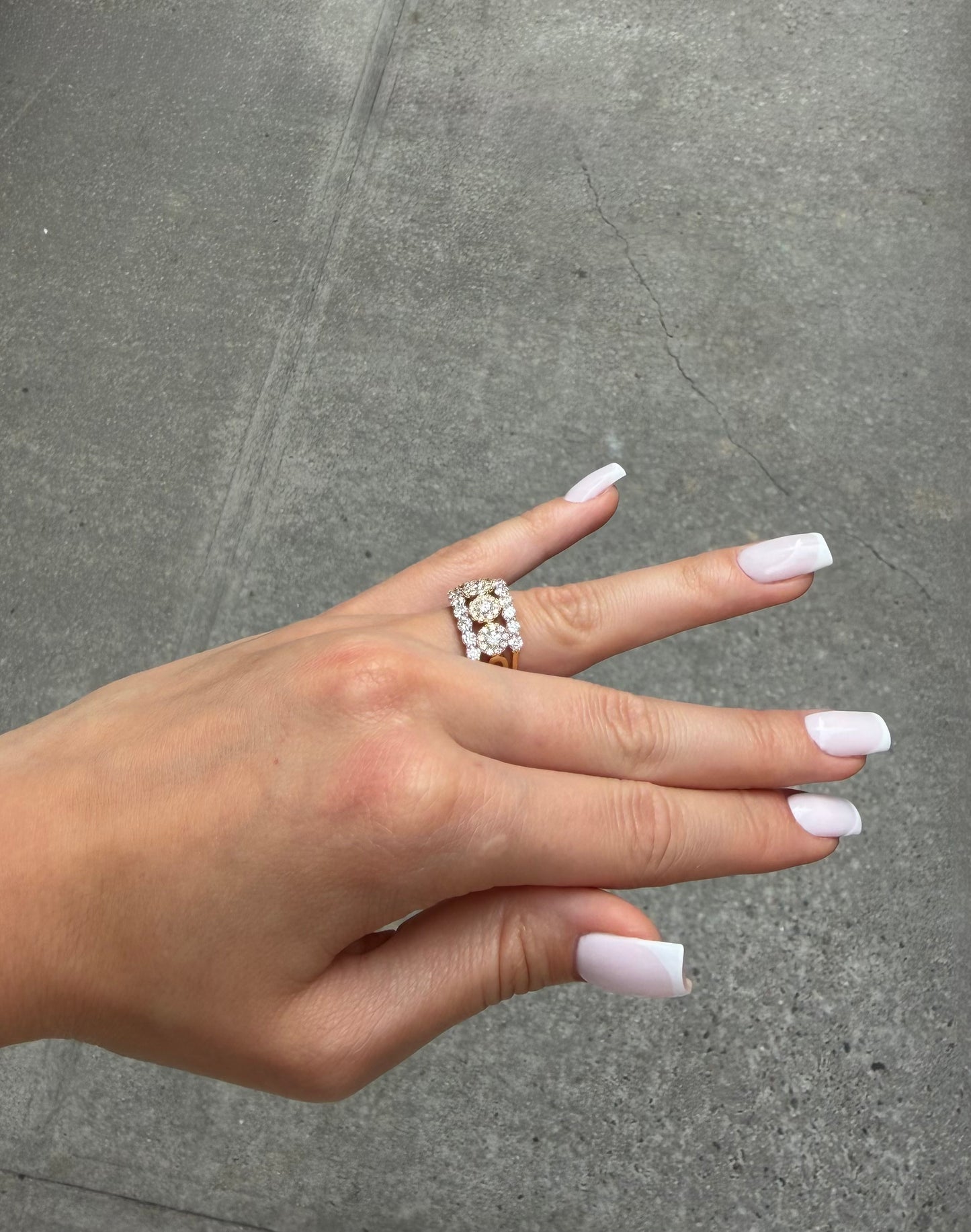 Ladies Wide 5 Round Diamond Cluster Ring
