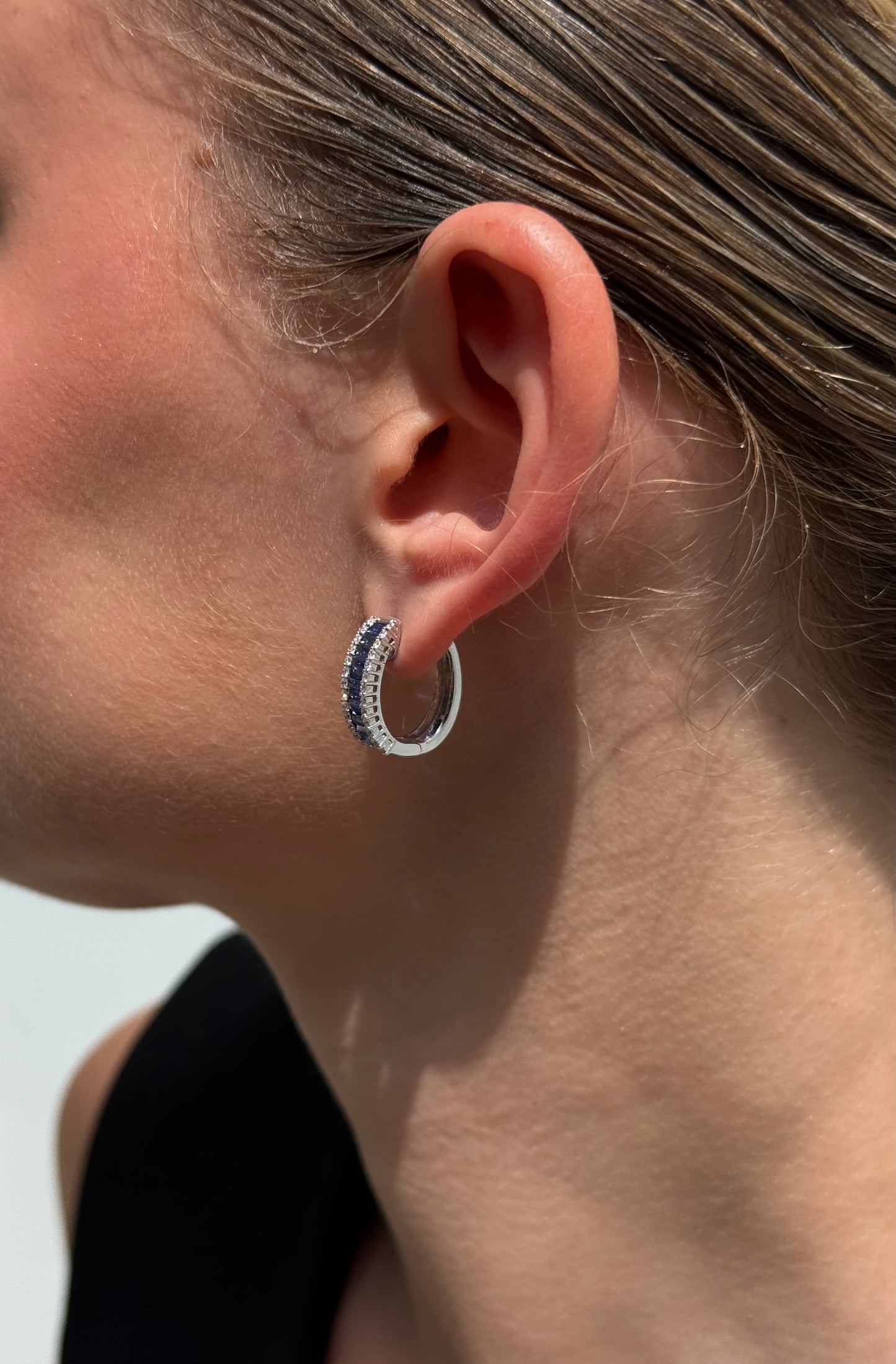 Ladies Fancy Baguette Sapphire Earring