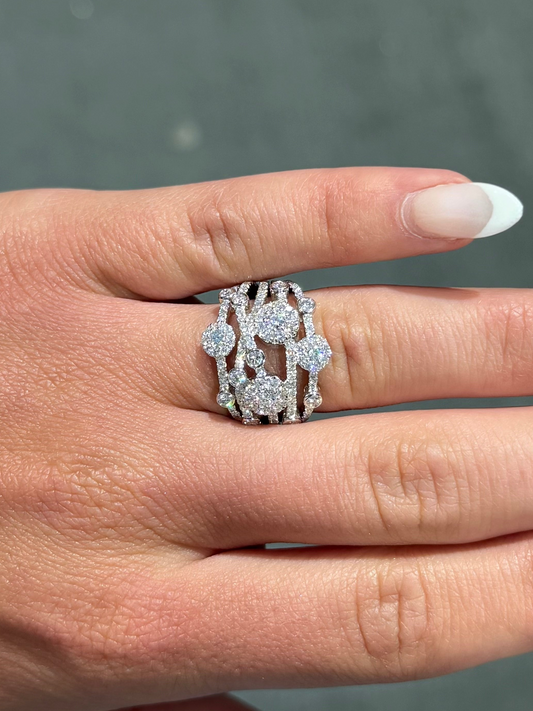 Ladies Multi-Row Diamond Cluster Ring