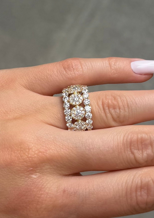 Ladies Wide 5 Round Diamond Cluster Ring