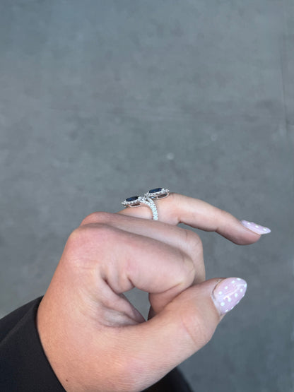 Ladies Marquise Sapphire and Round Diamond Cocktail Ring