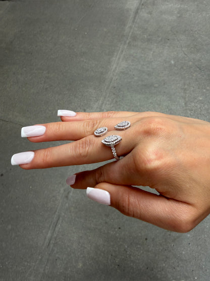 Ladies Oval, Pear, Marquise Cluster Split Ring