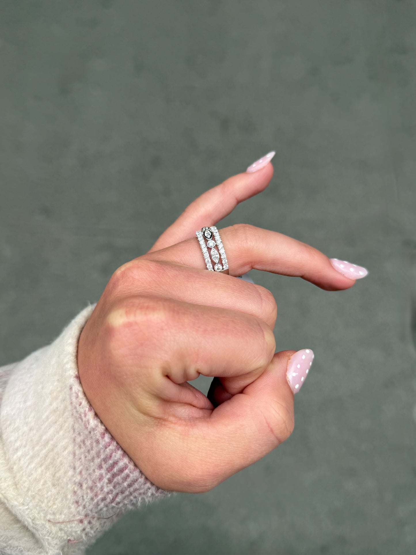 Ladies Alternating Marquise and Round Diamond Band