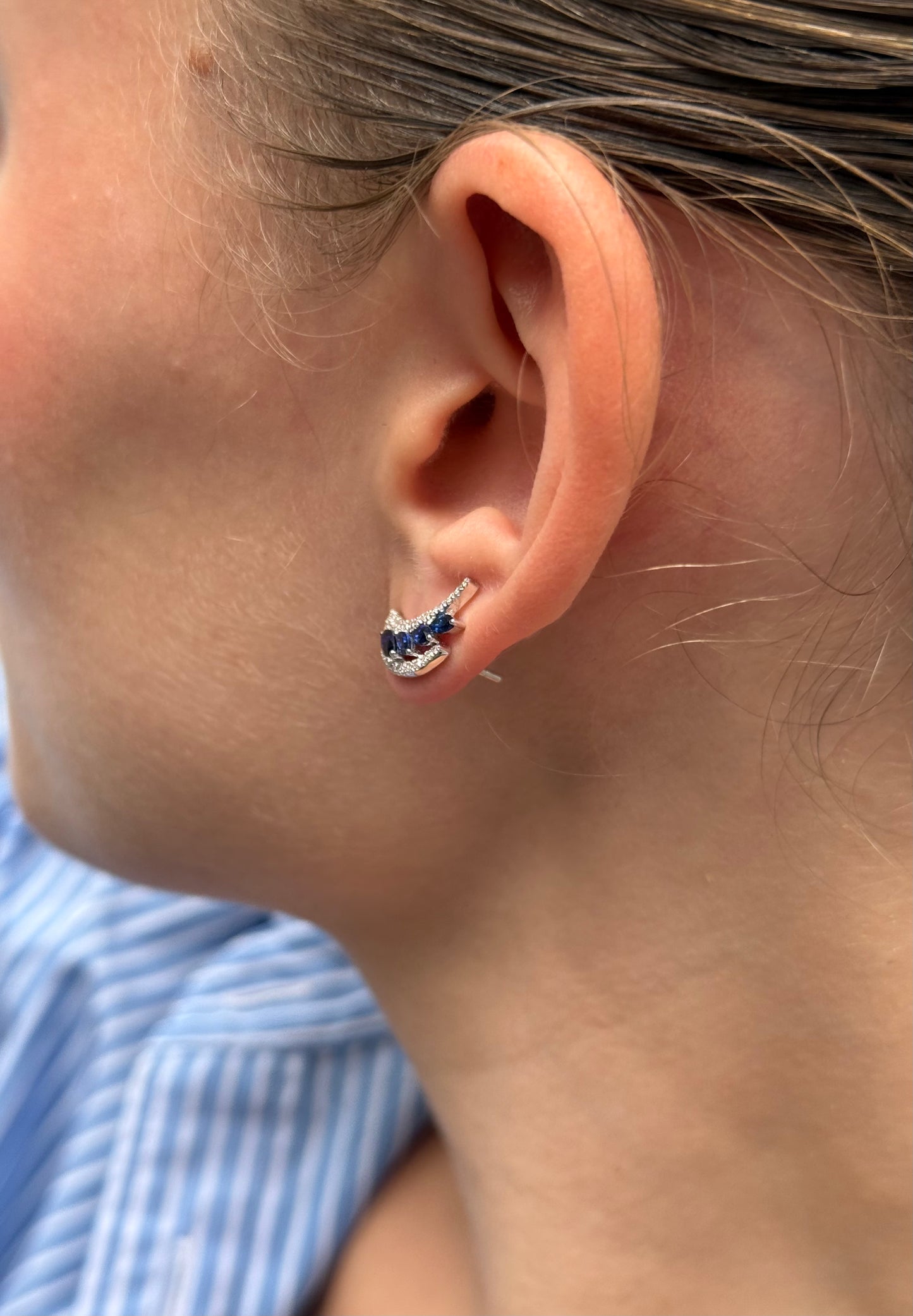 Ladies Sapphire and Diamond Crawler Earring