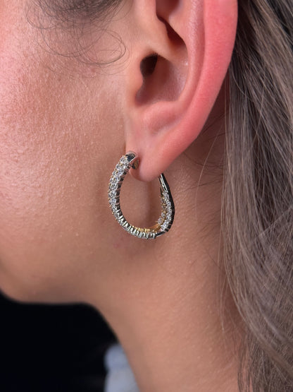 Ladies Two Tone Double Row Diamond Hoop