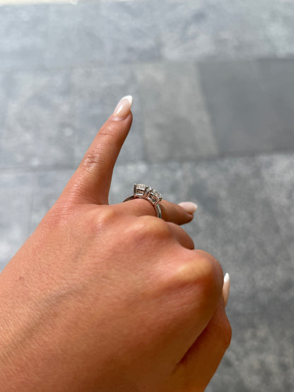 Ladies Lab Grown Pear and Emerald Cut Engagement Ring