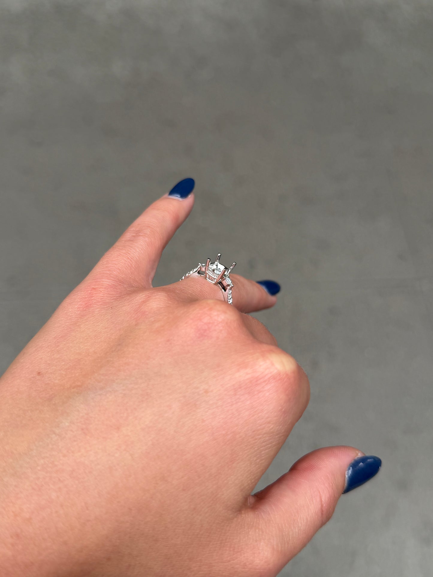 Ladies Vintage Baguette and Round Diamond Engagement Ring