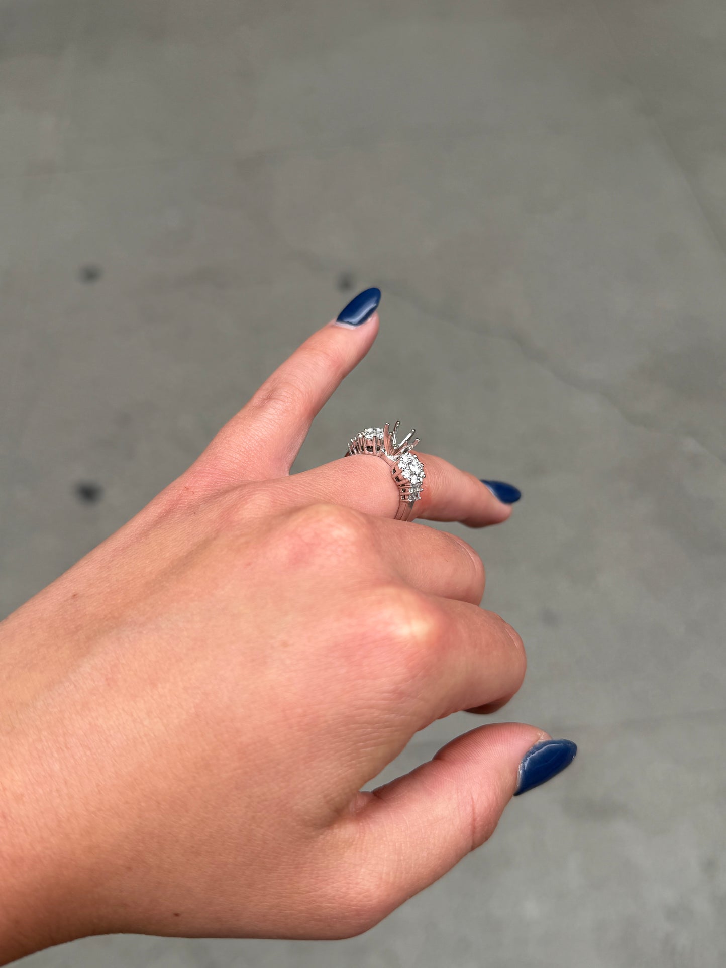 Ladies 2 Round Diamond Cluster Engagement Ring